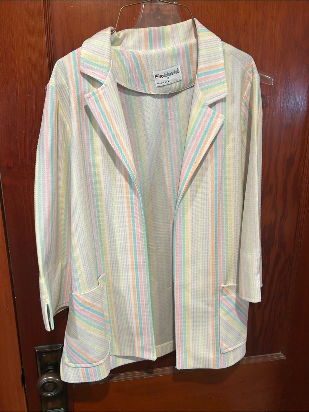 Vintage fire islander candy pastel striped blazer with pockets